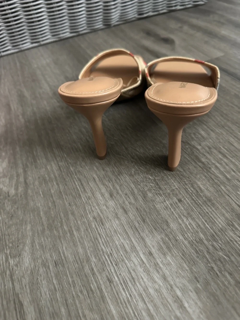 Marc Fisher Peach Slide Heels with Cherry Print - Picture 4 of 8